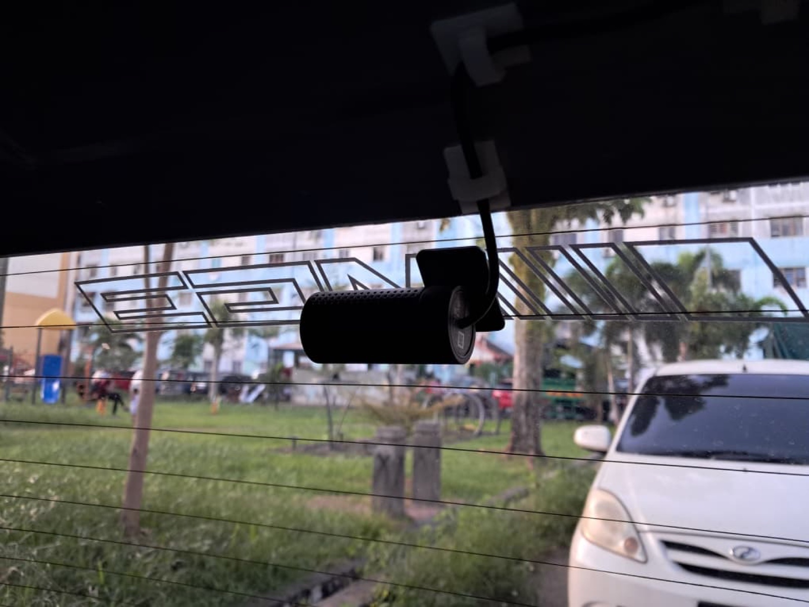 Perodua Myvi — rear-facing dashcam view